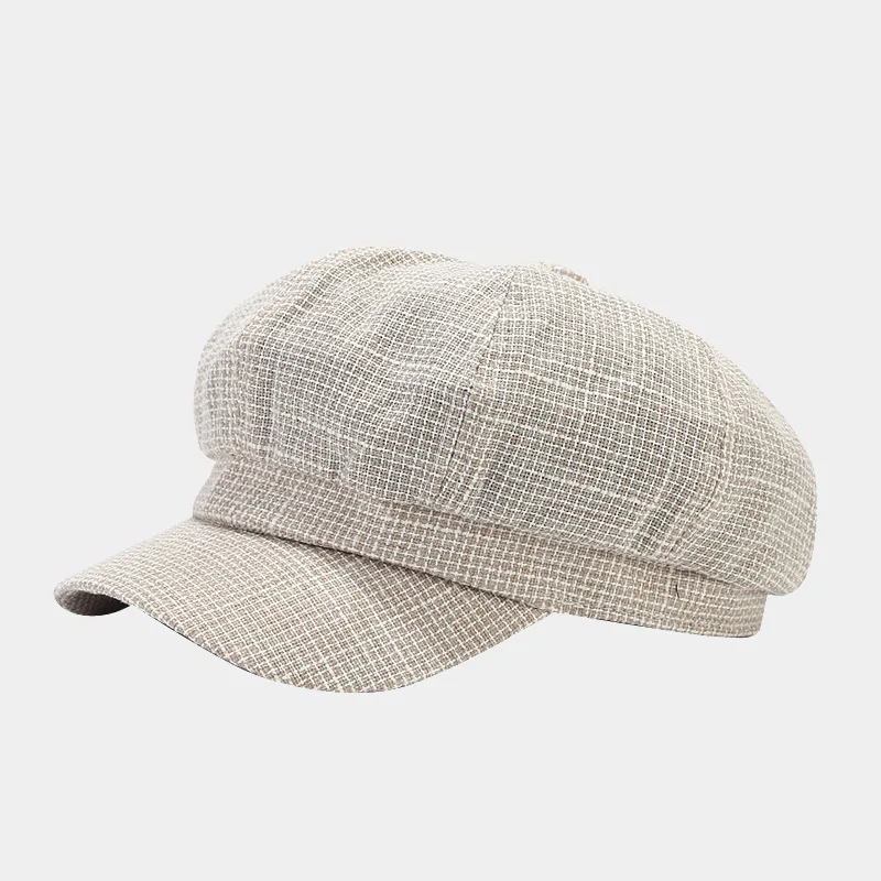 Casquette octogonale monochrome en acrylique Four Seasons pour hommes et femmes, béret Newsboy, chapeau, 04