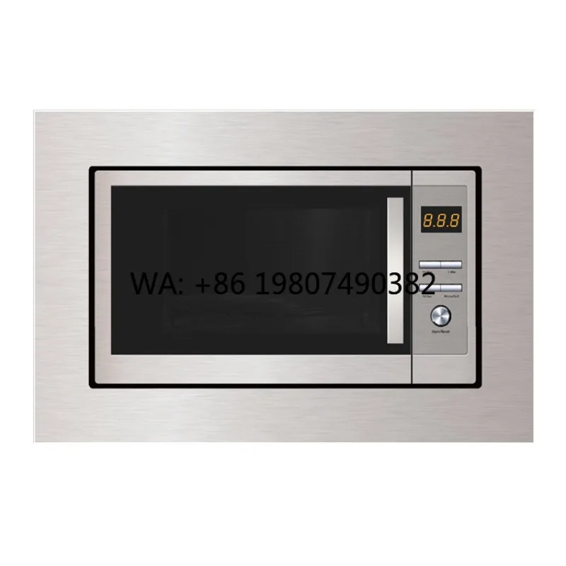 

27L Large Built-in Microwave Oven, Stainless Steel Gray Frame, Glass Panel, Push Button Door, Home Kitchen Cooking Appliance