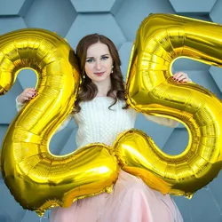 Globos de figuras doradas grandes para adultos, suministros de decoración de cumpleaños y aniversario, 32 pulgadas, 18, 20, 30, 40, 50, 60, 70, 80, 90 años