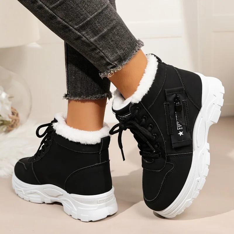 2026 Women Snow Boots Casual Winter Shoes Platform Non-slip Warm Fur Ankle Boots Plush Combat Outdoor Hiking Motorcycle Boots