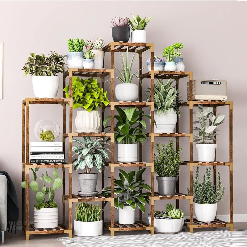

18 Tier Large Tall Plant Stand Indoor Outdoor, Plant Shelf Rack for Multiple Pots Table Holder Tower Flower Stand for Patio