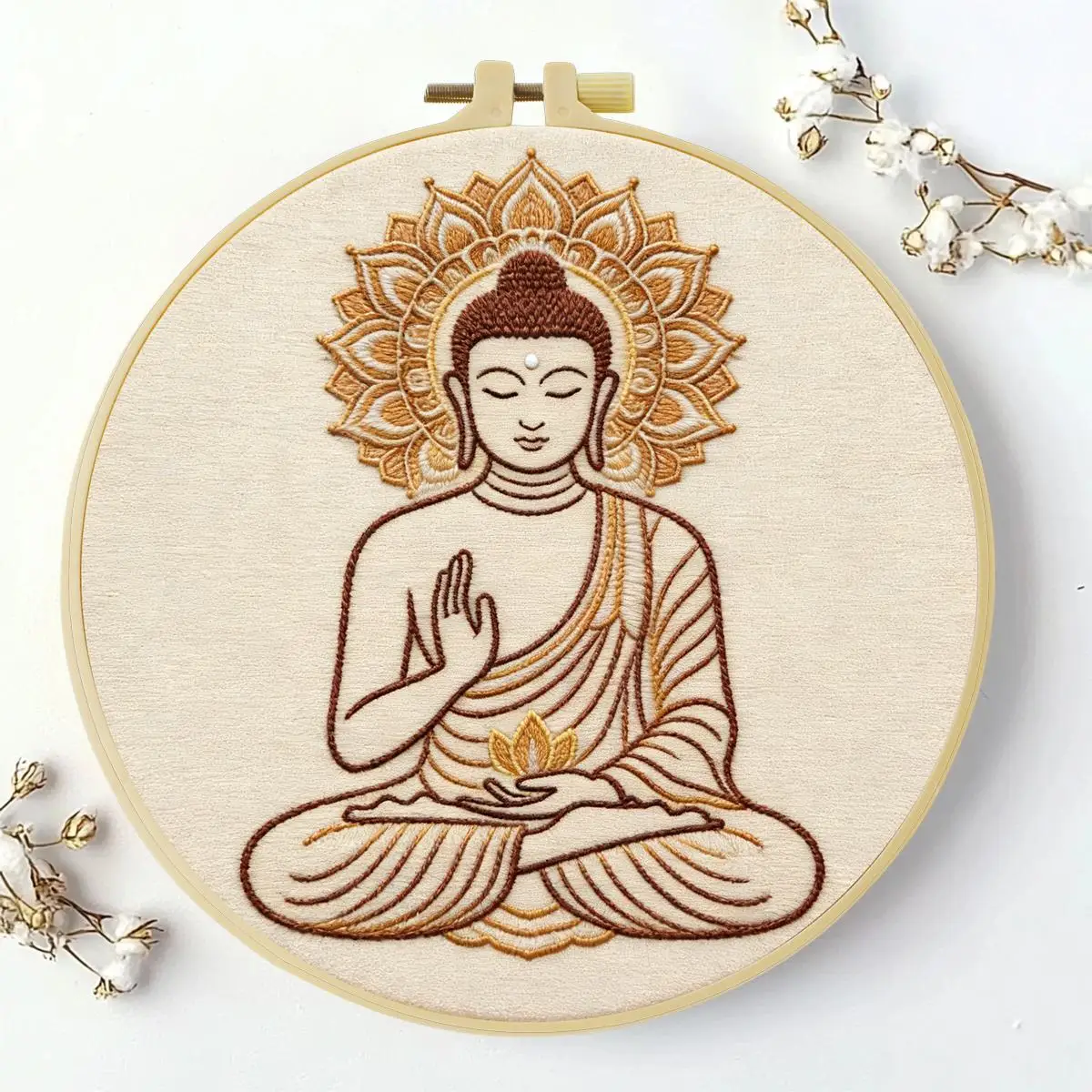 1 Stück 20X20CM/15X15CM 7,87/6,3 Zoll Buddha-Stickerei-Starter-Kit DIY-Kit DIY-Stickerei-Set Handarbeiten Nadelkunst – Detail 1