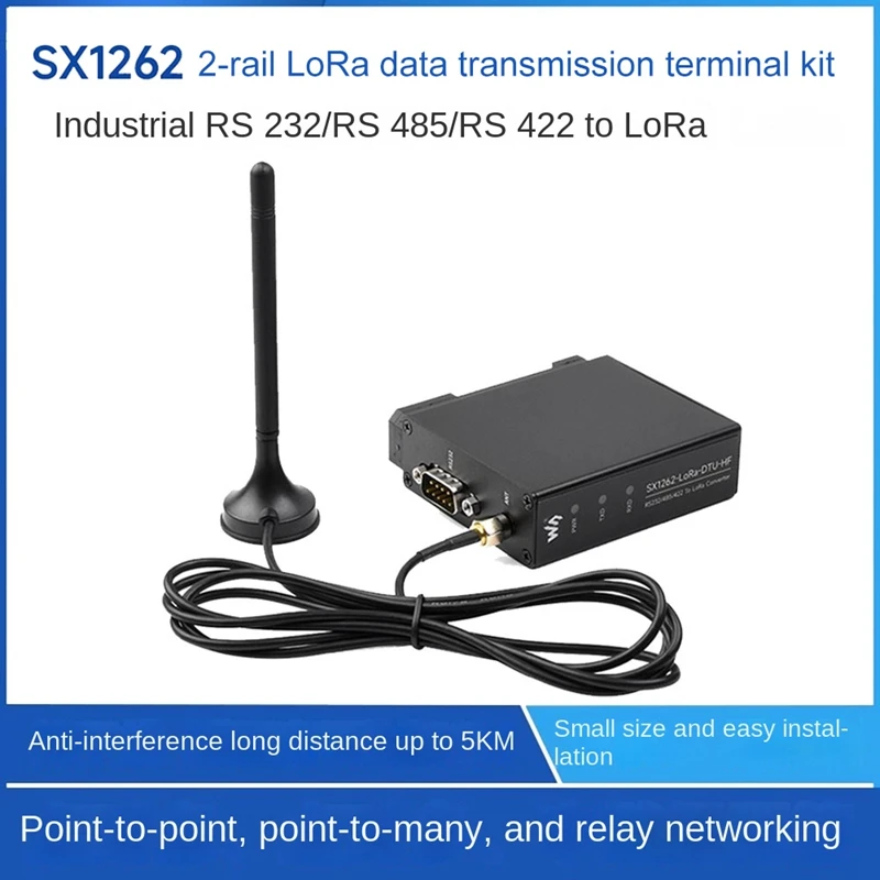 New Waveshare SX1262-Lora-DTU-HF 850-930Mhz Guide Rail Lora Data Transmission Terminal DTU RS232/RS485/RS422 To Lora For Sub Ghz