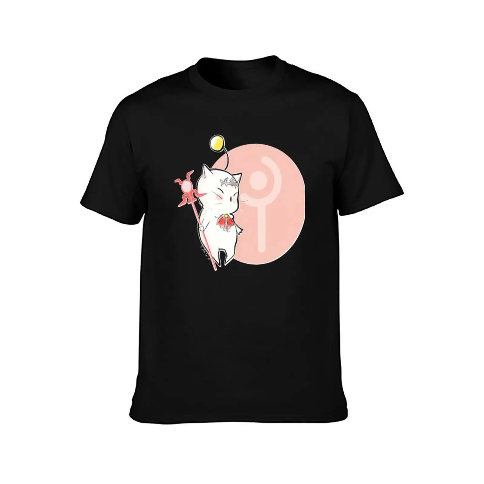 WHITE MAGE MOOGLE FFXIV T-Shirt, Summer Casual Cotton Tee, Oversized Streetwear Tops, Vintage Graphic Print, Unisex Men Women