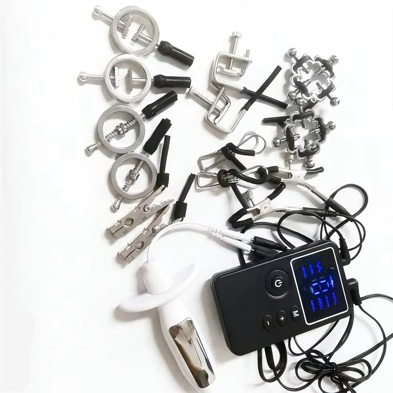 Metal Nipples Clamps Electric Shock Anal Butt Plug Breast Massage Clitoris Labia Labium Clips Sex Toys for Men Women Adult Games