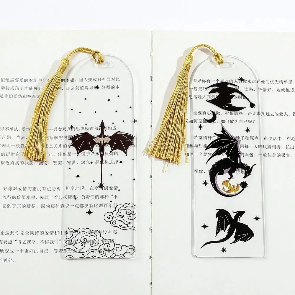 NEW Acrylic Bookmark Gift Transparent Reading Marker Plastic Black Dragon Anime Book Mark