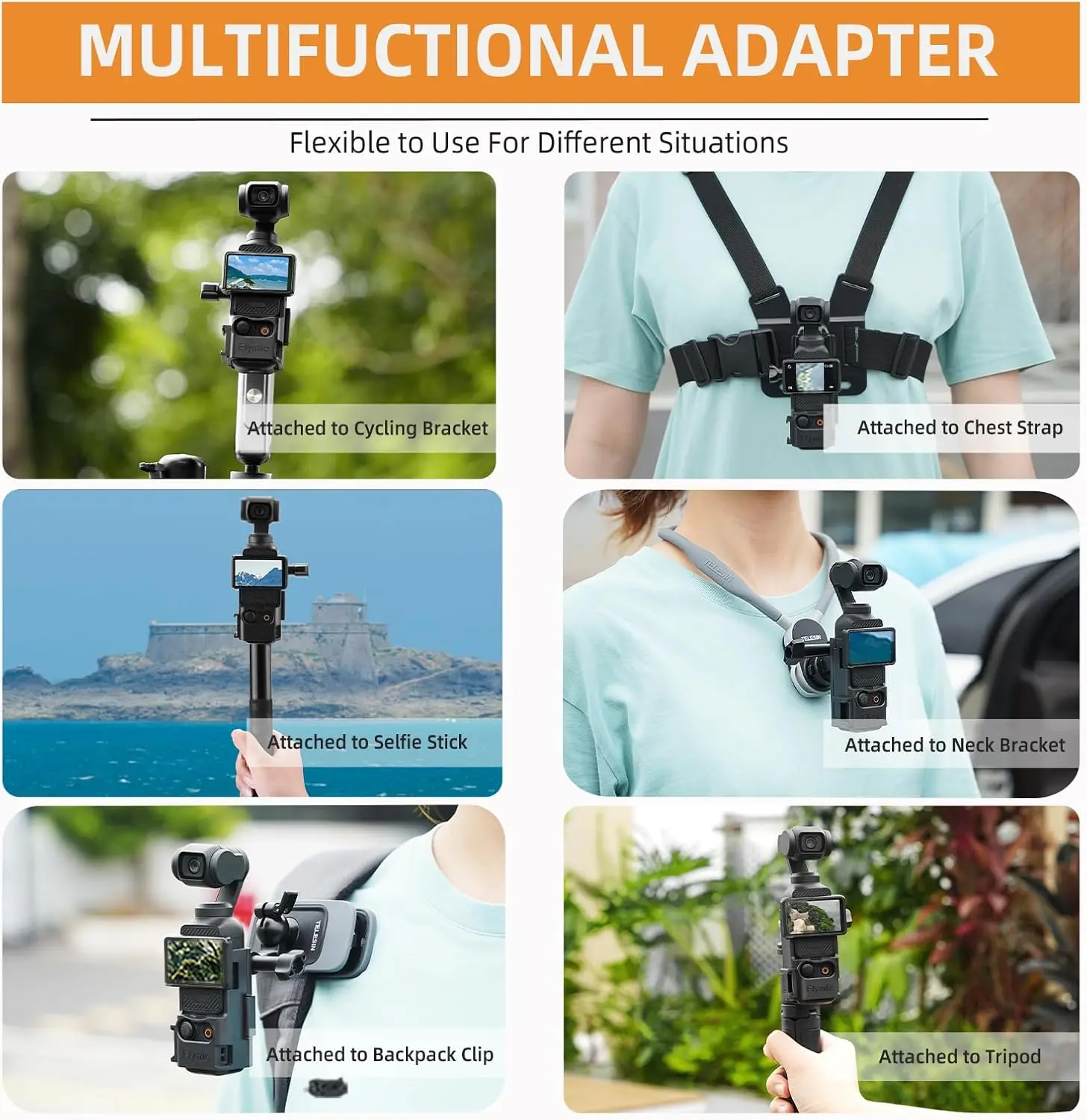 Afbeelding 3: Flymile Verlengbeugel Frame voor DJI Osmo Pocket 3/Pocket 4 Mount met Cold Shoe Adapter Camera Fotografie Accessoires