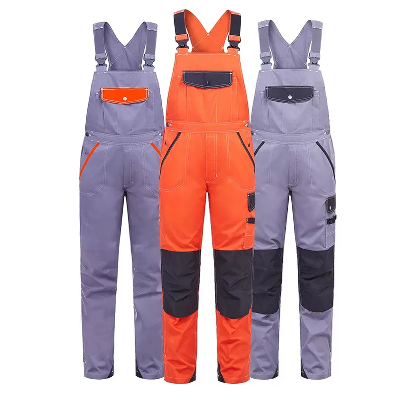 Bib Overalls Mens Women Work Clothing Plus Size Protective Overalls Strap Jumpsuit Multi Pockets Uniform Sleeveless Cargo Pants