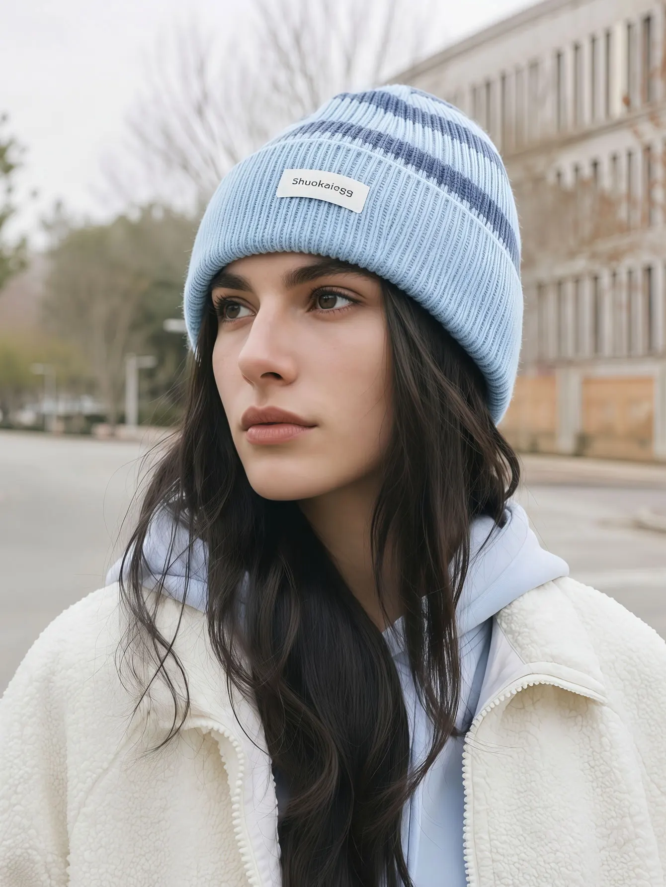 1PC  New autumn-winter thick and warm knitted hat with ear protectors and headband - versatile and fashionable woolen hat