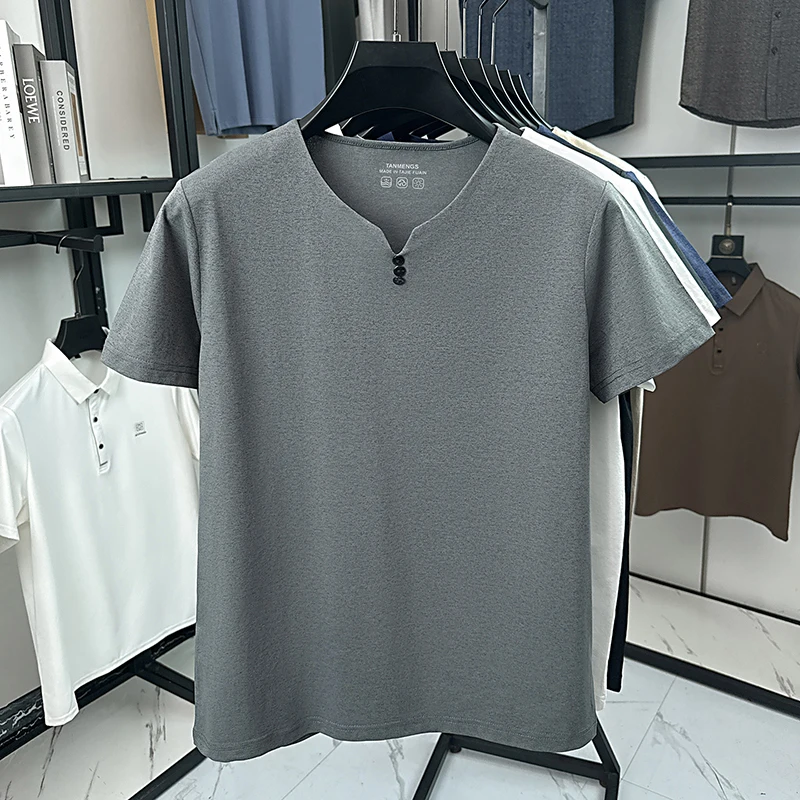 Summer Men's Heart-shaped Collar Short-Sleeve T-Shirt Polo Shirt