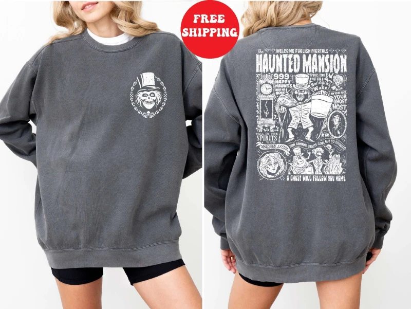 

Comfort Colors Vintage Haunted Mansion Two-Sided Sweatshirt Stretching Room Hoodie Haunted Mansion 1969 Sweatshirt Disneyland