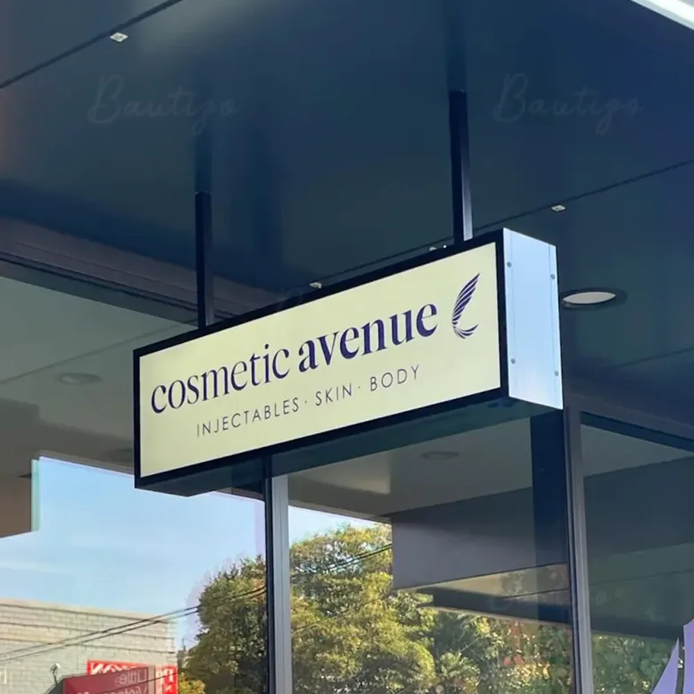 

Custom LED Light Box for Business Outdoor Signage Acrylic Double Sided Ceiling Mounted Sign Storefront Wall Hanging Display