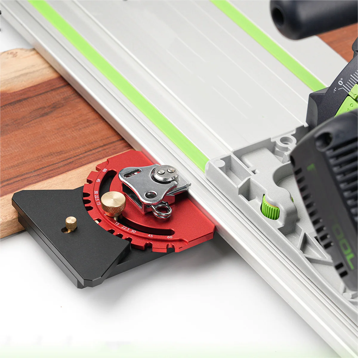Adjustable Angle Track Saw Square,with -60° to 60° Quick Positive Angle Stop,Guide Rail Square Compatible Includes Protractor
