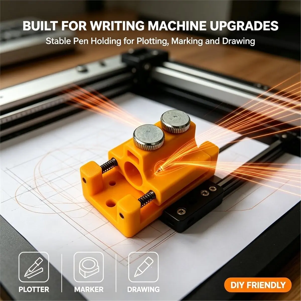 Writing Pen Clip Mounting Bracket Spring Buffer Base,Universal Pen Holder Clamp Stand,Anti-Slip Shock Absorbing Support