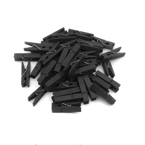 100'lü Black Wooden Clothespins 2.5cm (10'lu Paket-1000 Piece)