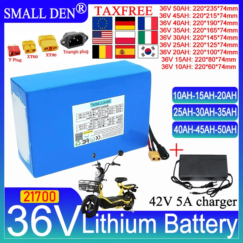 

36V 15Ah 20Ah 25Ah 30Ah 35Ah 40Ah 45Ah 50Ah 21700 lithium battery pack 1500W motor with 40A BMS for motorcycle wheeled scooters