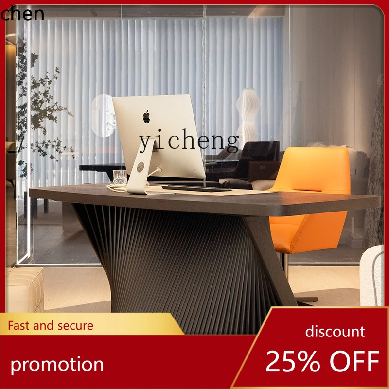 ZML  Italian Minimalist Irregular Large Desk Home Office Desk Personalized Computer Workstation