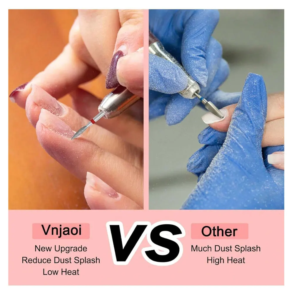 Set di punte per trapano per unghie diamantate di sicurezza professionale, punte per cuticole in carburo da 3/32 pollici per manicure e pedicure elettrici, 10 pezzi