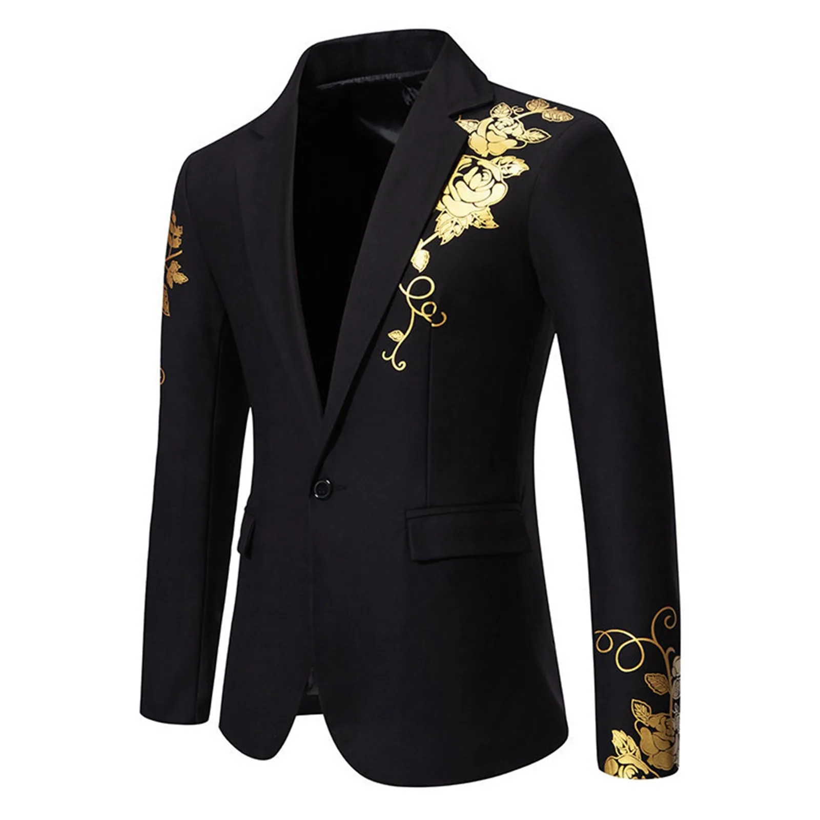 New Fashion Paisley Hot Stamping Print Men Suit Coat Casual Business Wedding Slim Fit Suit Single Buckle Suit Party Coat Office