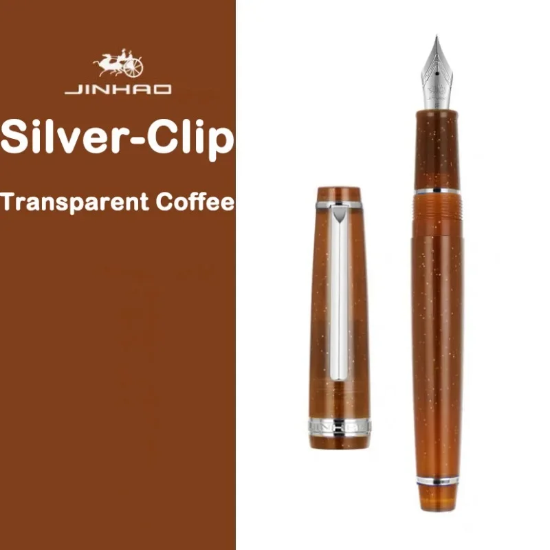 JINHAO 82 Fountain Pen Transparency Acrylic Pen Spin Silver EF F Nib Business Office School Supplies Writing Ink Pen Stationery