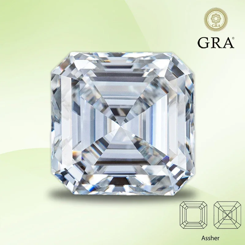 

Moissanite Stone Asscher Cut D Color VVS1 Gemstone Lab Grown Diamond for Advanced Jewelry Making Materials with GRA Certificate