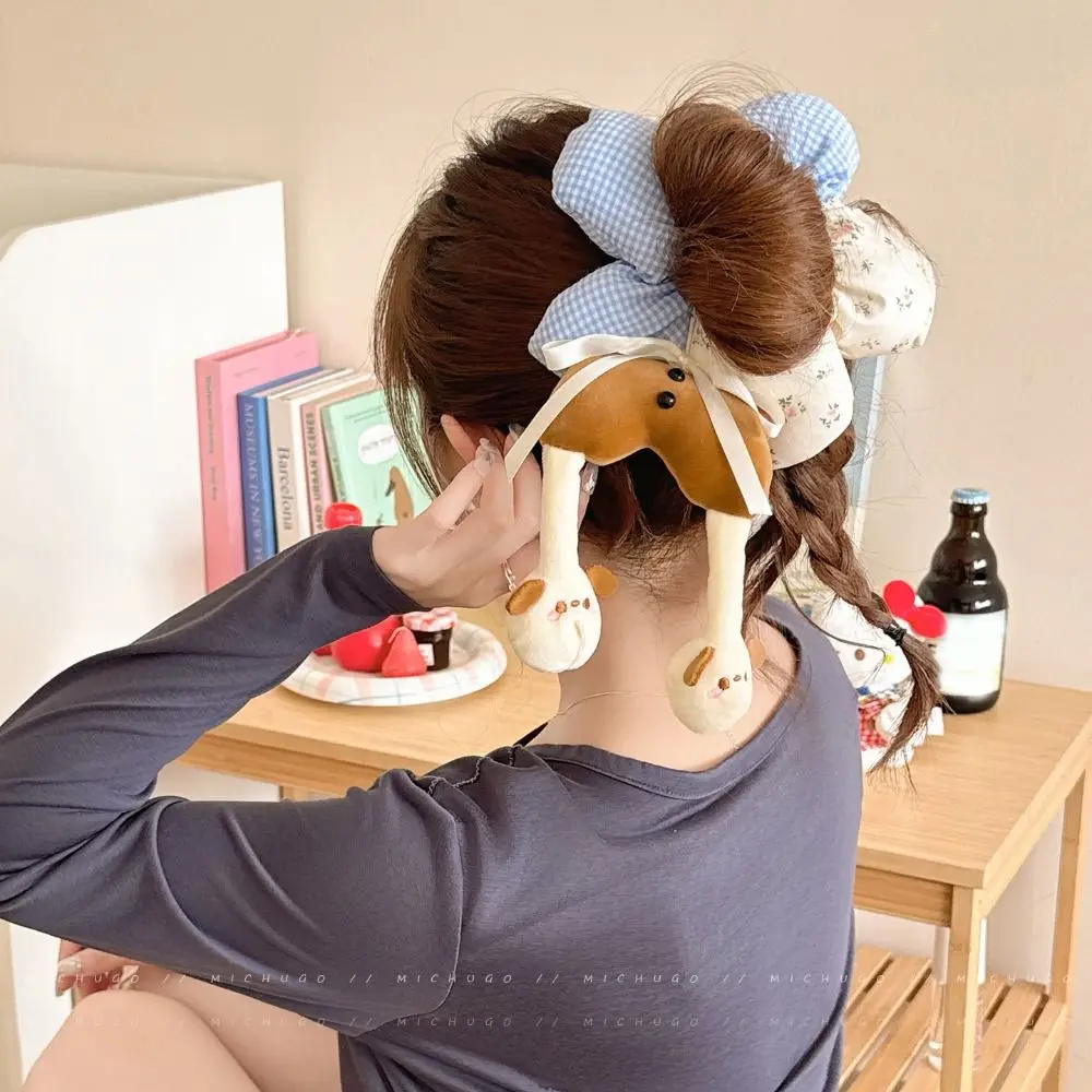 

Kawaii Cartoon Flower Hairband Large Flower Plush Ponytail Holder Handmade High Elasticity Hairband For Female
