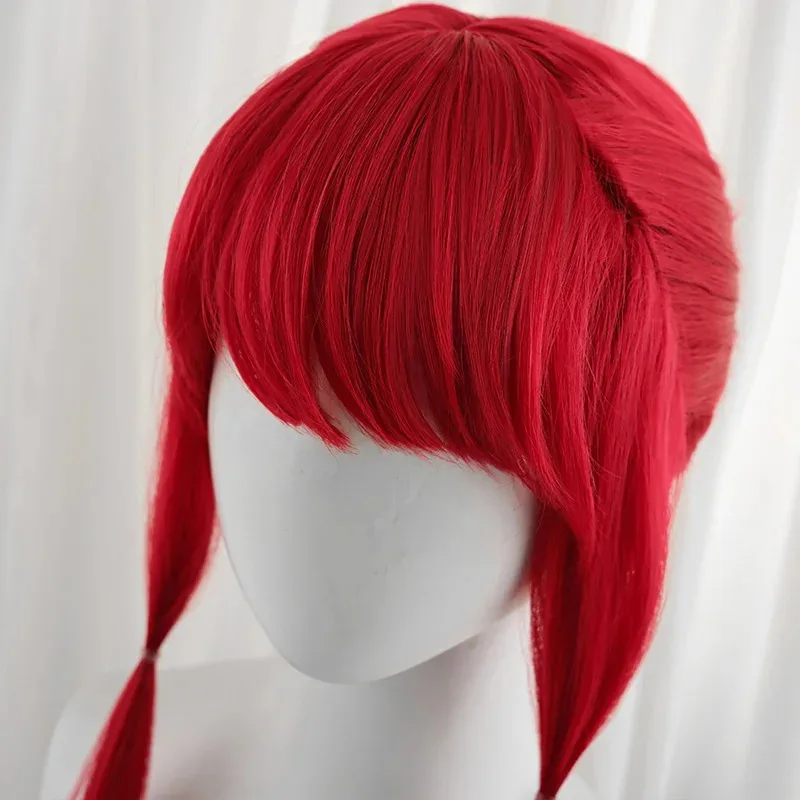 Peruka Cosplay ROLECOS Gra LOL Foxfire Ahri 70cm Bordowa Kolor Damskie Peruki Odporne na Ciepło Syntetyczne Włosy