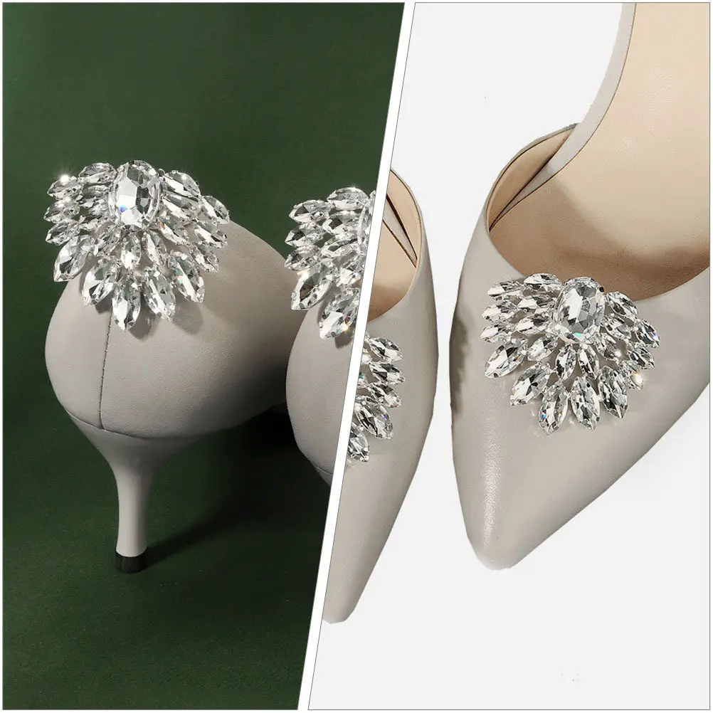 1Pair High Heel Shoe Clips Rhinestone Bridal Wedding Shoes Ornaments Elegant Detachable Women Shoe Accessories Decor