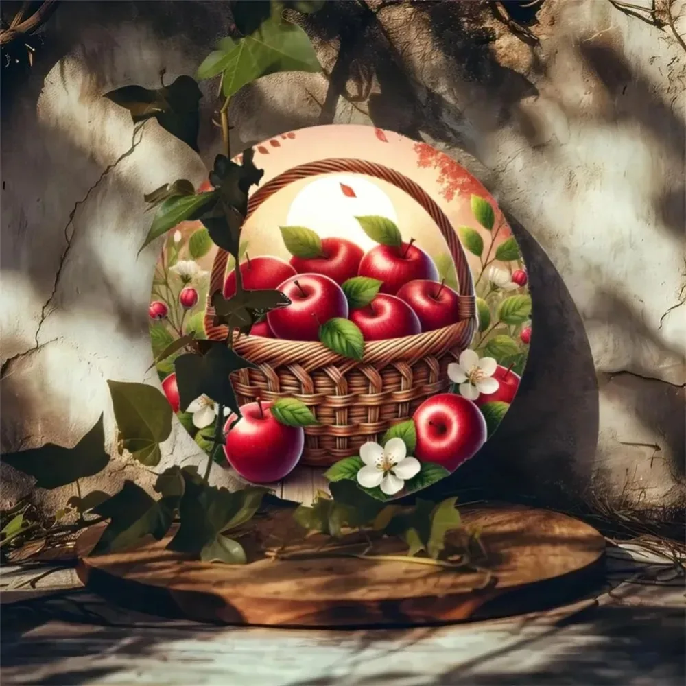 ديكور سلة الزهور البيضاء من التفاح الأحمر من العلامة التجارية العامة - تصميم كلاسيكي، مثالي لتزيين غرفة المطاعم والمقهى