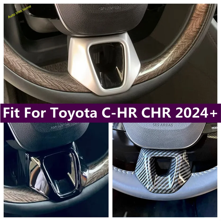 

ABS Carbon Fiber Black Matte Steering Wheel Decoration Frame Cover Trim Fit For Toyota C-HR CHR 2024 2025 Car Accessories