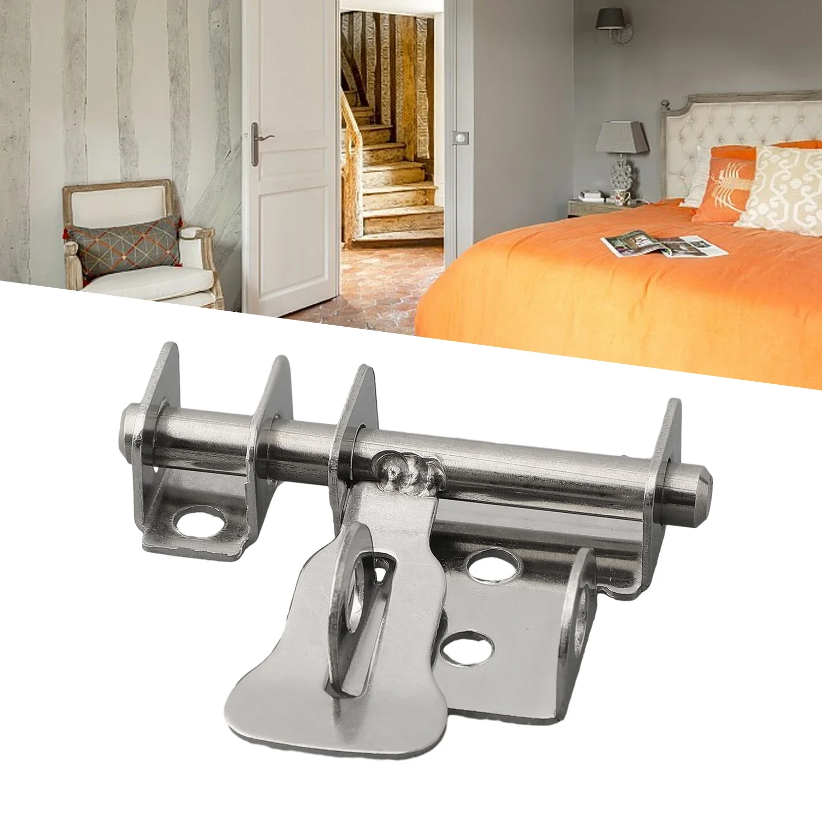 Stainless Steel Door Latch Lock-Hasp Sliding Bolts Latch Hasp Home Hardware Window Gate Safety Toilet Door Lock Bathroom Pin