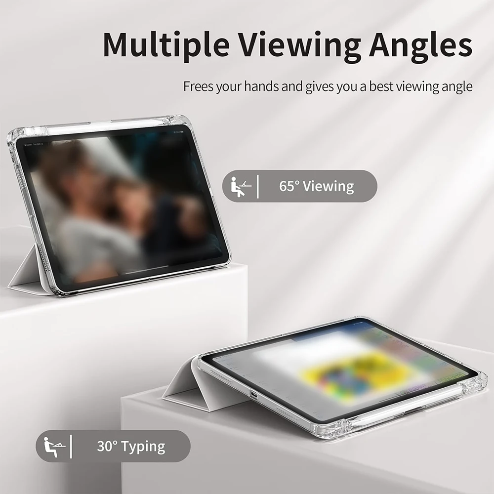 حافظة لجهاز iPad 10.2 2019 2020 2021 7th 8th 9th gen مع حامل قلم رصاص وظهر شفاف صلب وإطار ناعم مقاوم للصدمات من مادة TPU #3