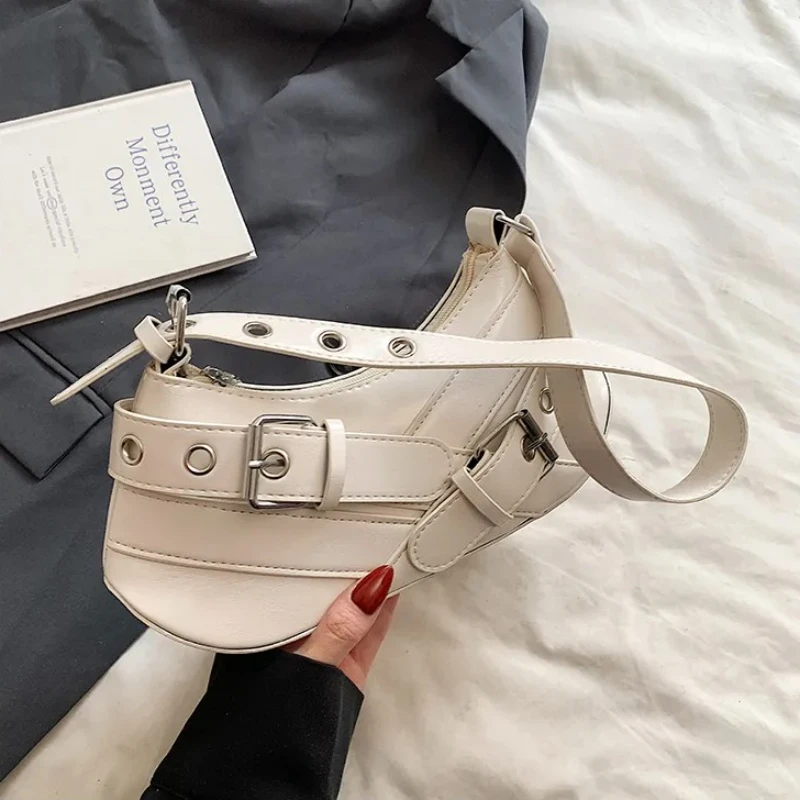 

Y2K Gothic Punk Shoulder Bags for Women Fashion Pu Leather Ladies Underarm Bag Thread Design Retro Hot Girls Phone Handbag Purse