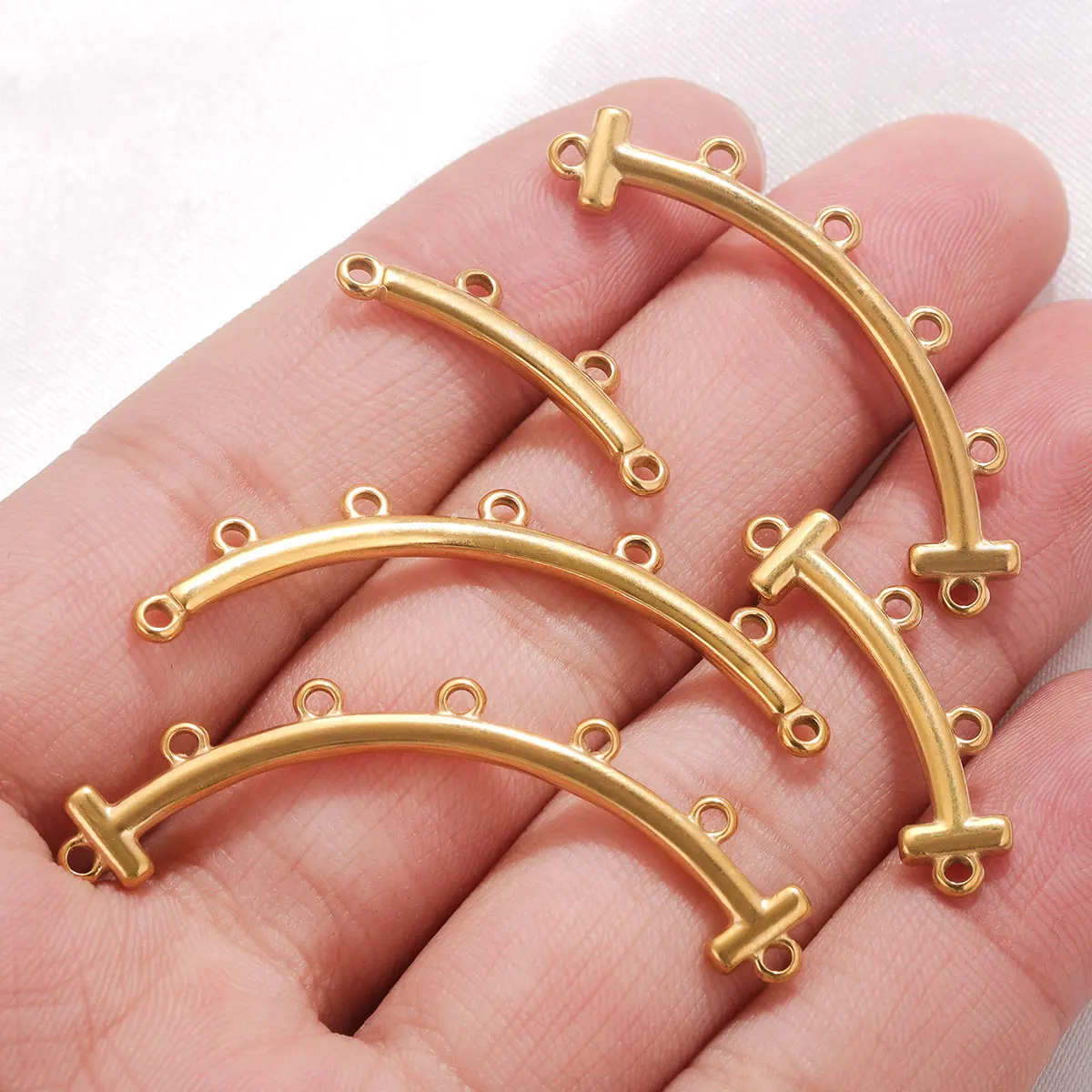 5pcs Bend Stainless Steel Bohemia Cylinder Multi Strand Necklace Bracelet Layer Pendant Bail Connector Diy Jewelry Chain Earring