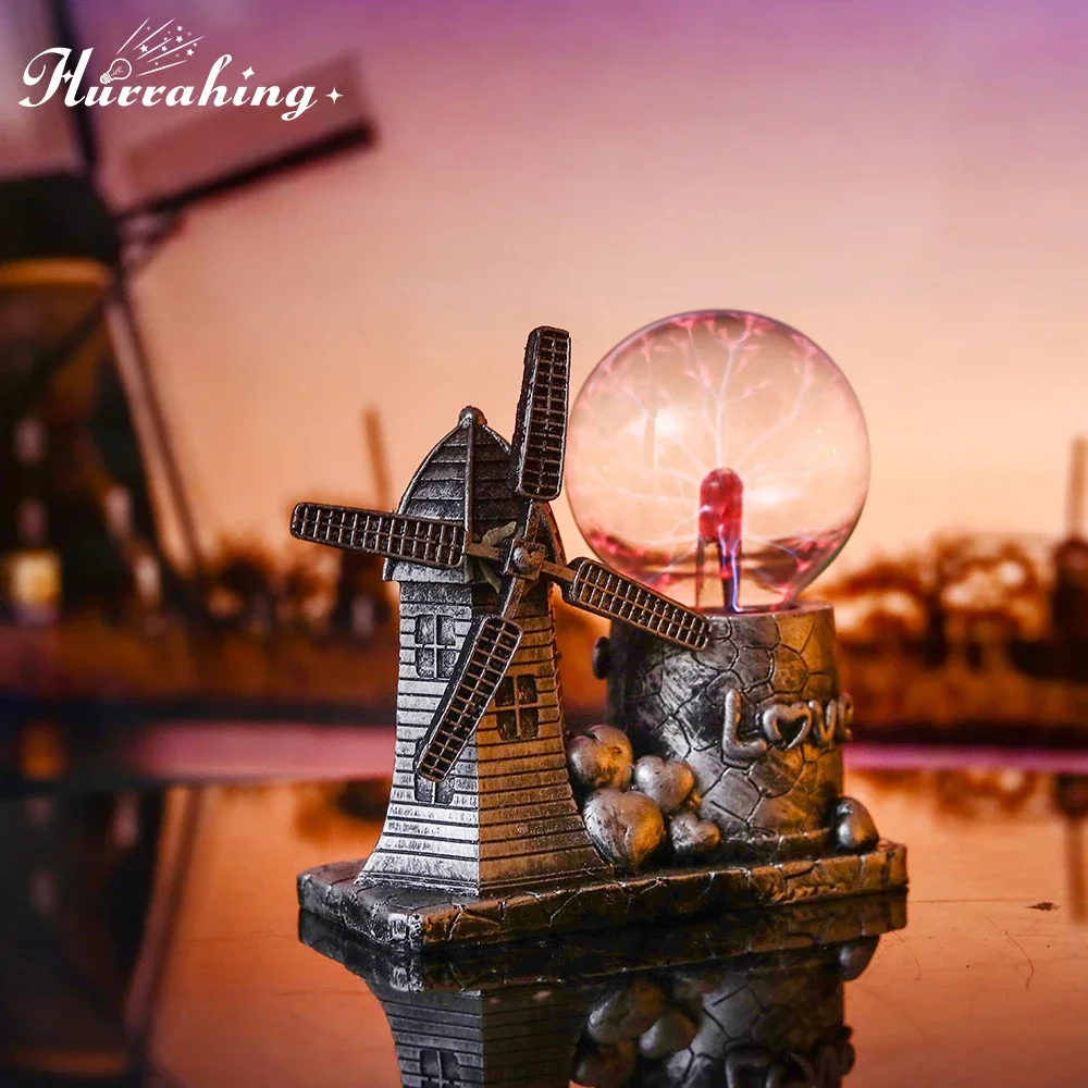 Clearance promotion Dutch Windmill Crystal Plasma Light 4 Inch Glass Ball Touch Sensing Science Interior Decoration Ornament