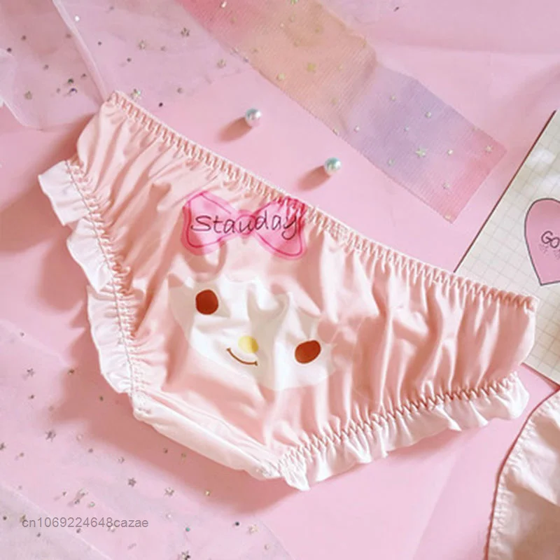 Sanrio Hello Kitty My Melody Cute Underpants Summer Ice Silk Skin-friendly Cartoon Briefs Cotton Crotch Low Waist  Y2k Panties