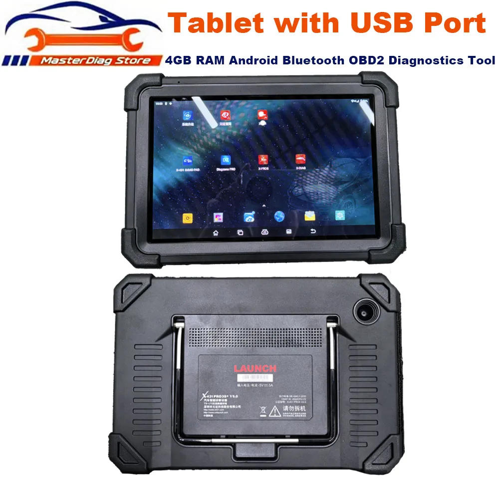 LAUNCH Tablet with USB Port 10.1″ Black 4GB RAM Android Bluetooth OBD2 Diagnostics Tool 64GB Storage Auto Diagnotic Tool