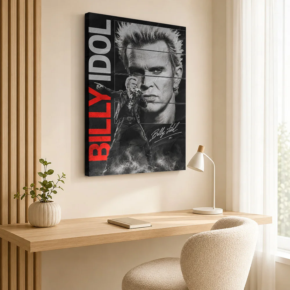 Billy Idol Rock Music Framed Canvas Print Customized Photo Contemporary Wall Art For Recording Studio, Record Collector Gift