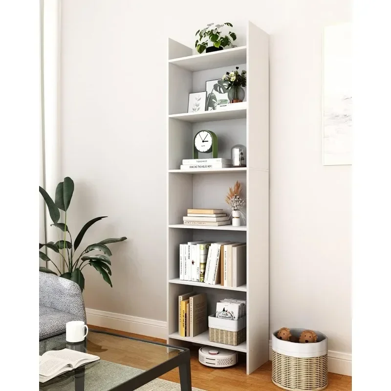 6-Tier Bookshelf, 66.9 Inches Floor Standing Bookcase, Display Storage Shelf, Corner Shelf, Home Decor Furniture