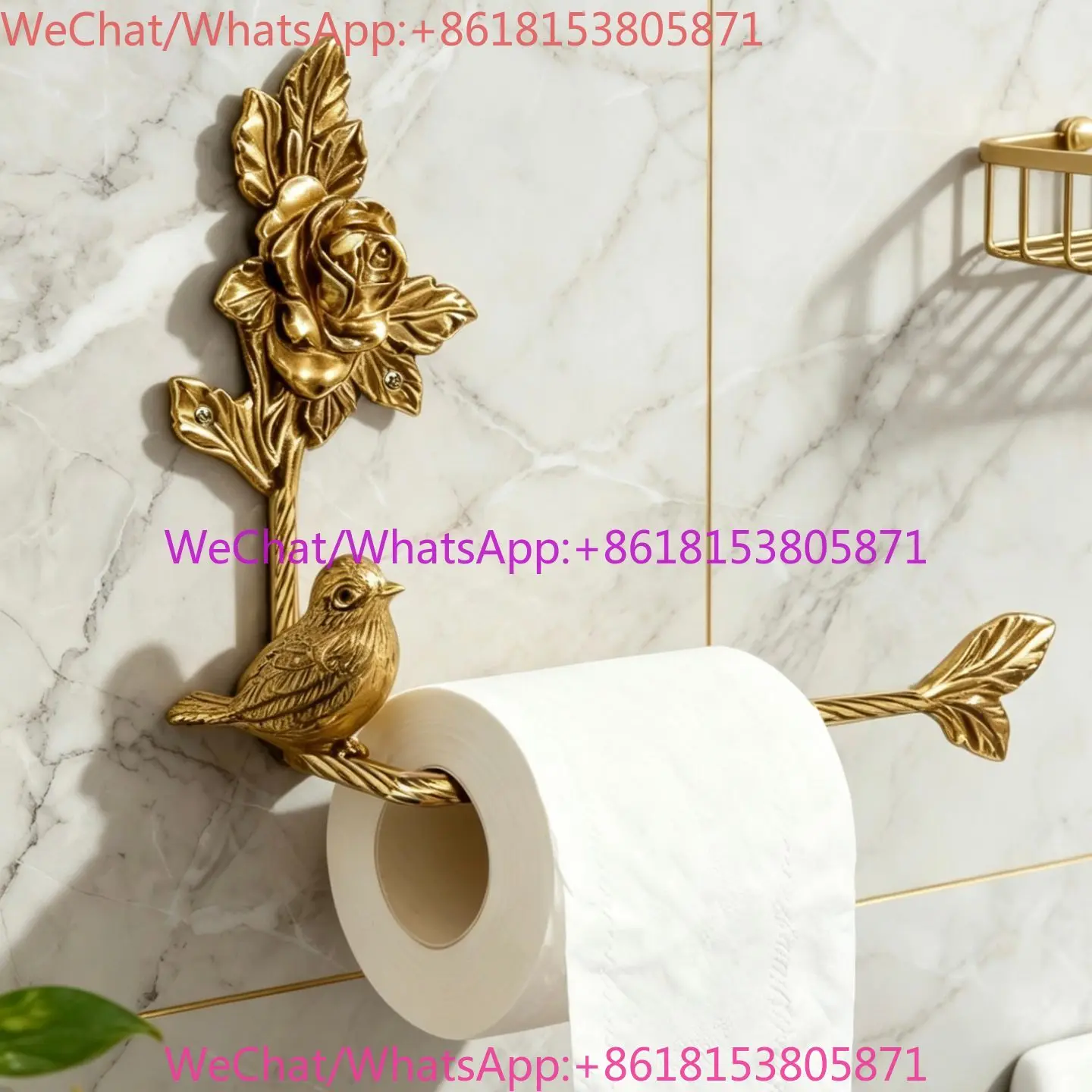 Light Luxury Brass Toilet Tissue Rack Shelf French Retro Rod Bathroom Living Room