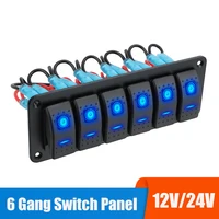 Panel de interruptor de 24V y 12V, 6 botones, palanca de luz LED, accesorios automotrices para barco marino, caravana, autocaravana, remolque, vehículos de camión