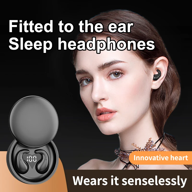 

SK28 Bluetooth 5,4 Беспроводные наушники Маленькие наушники для сна Спортивные невидимые наушники Качество звука баса Гарнитура Раздвижной чехол