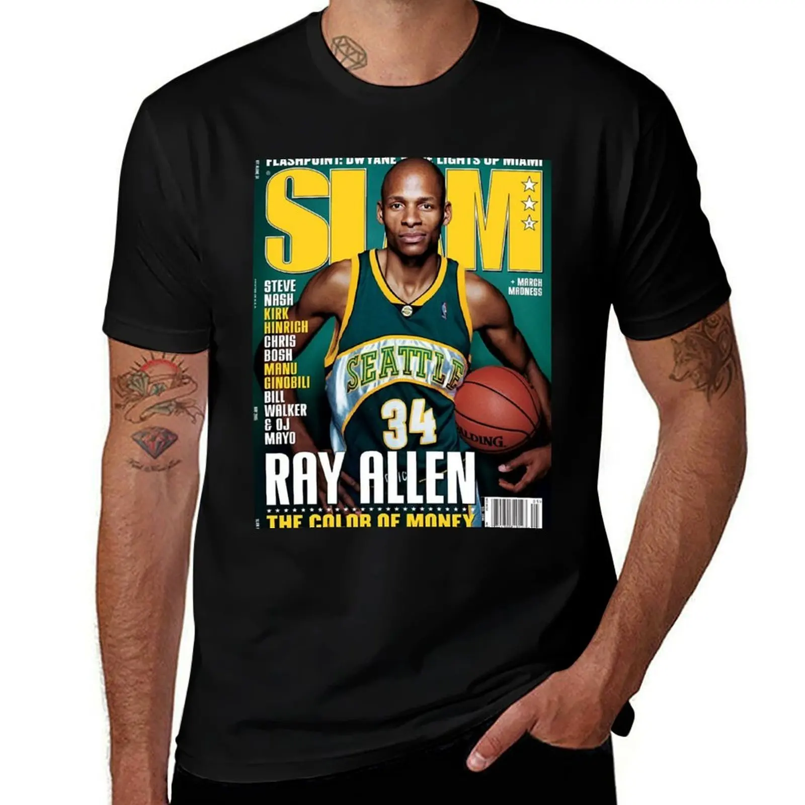 

Ray Allen Slam T-Shirt summer 2025 Short sleeve tee graphics cotton t shirt men
