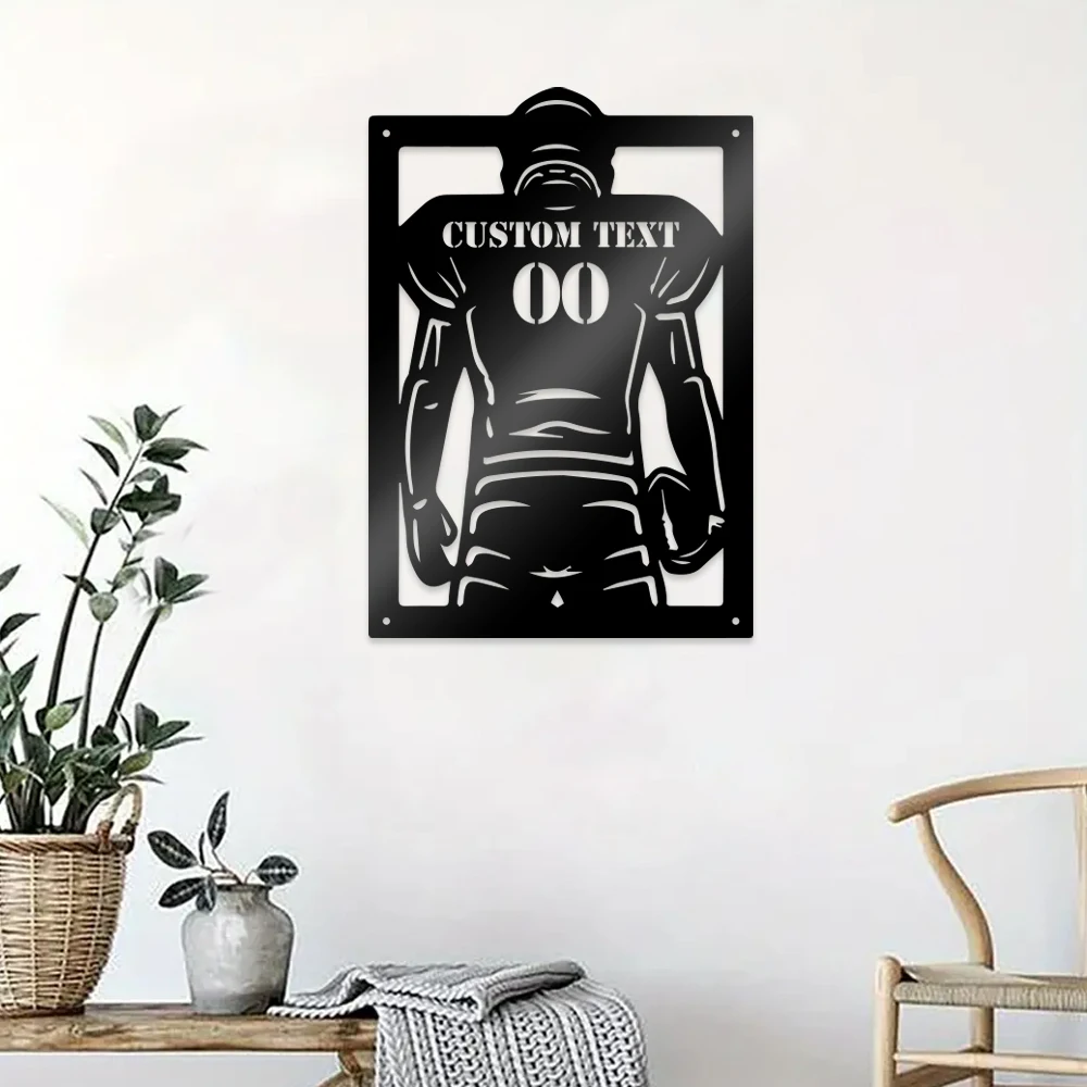 1pc Rugby player funny Customized Text Metal Wall Signs Iron Plate Signs For Bedroom Décor