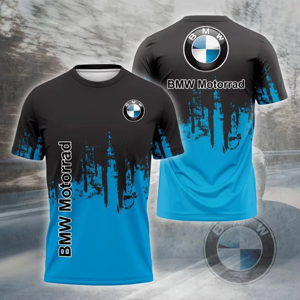 2025 New Spring and Summer BMW Short Sleeved T-shirt Casual and Fashionable Men's BMW 3D Printed Handsome Short Sleeved Top