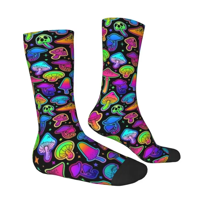 Psychedelic Magic Mushrooms Men's Crew Socks Unisex Cute 3D Printed Dress Socks