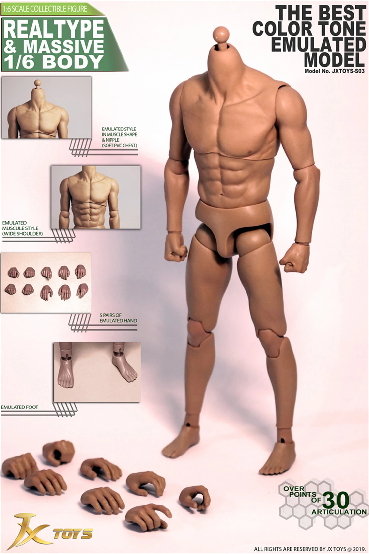 JXtoys 1/6 Scale JXS03 Male Strong Body Realtype Massive Action Figure 12inches Man Doll