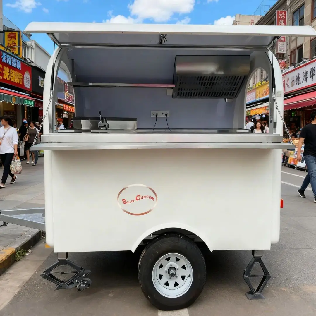 

White Outdoor Food Trailer Simple Appearance Mobile Catering Sales Versatile Food Truck for Various Scenarios