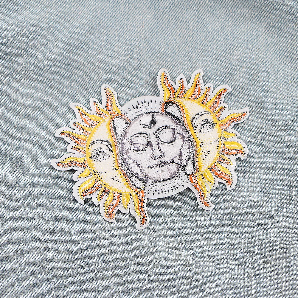 Sun Moon Patch Badge Tree of Life Round Cloth Stickers Clothing Accessories Embroidery Clothes DIY Accessories Ironing Patches