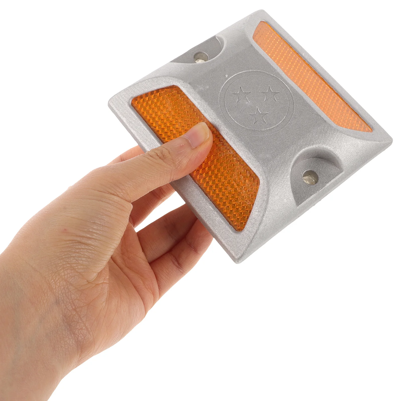 2 pçs alumínio fundido estrada parafuso prisioneiro reflexivo design elevado duplo amarelo para rodovias cidade ruas pavimento refletores marcadores de entrada